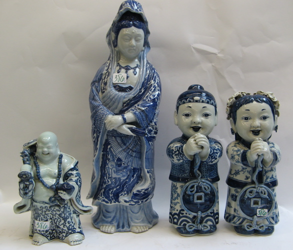 Appraisal: EIGHT CHINESE BLUE WHITE FIGURAL PORCELAINS complementary patterns of blue