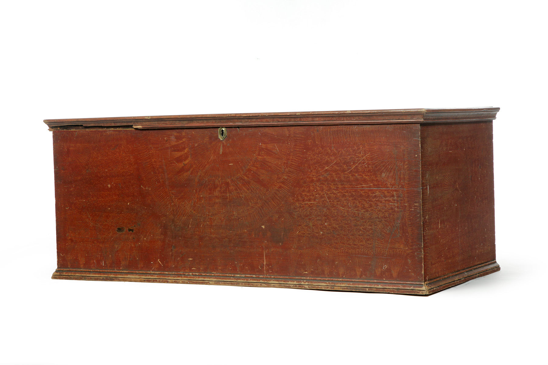 Appraisal: PENNSYLVANIA DECORATED BLANKET CHEST Early th century poplar Dovetailed case