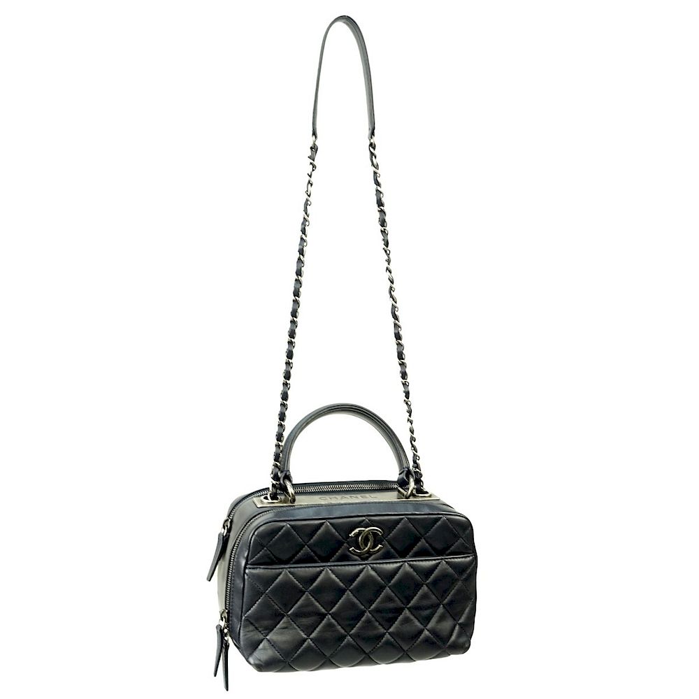 Appraisal: Chanel Bag Chanel Navy Quilted Leather Top Handle Double Zip