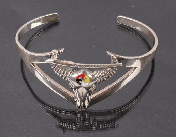 Appraisal: Plains Indians Silver Buffalo Skull Bracelet For sale in this