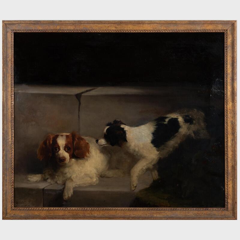 Appraisal: English School Two Cocker Spaniels Oil on canvas indistinctly signed