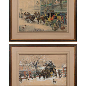 Appraisal: Albert Ludovici Jr Italian - Stagecoach Street Scene and Stagecoach