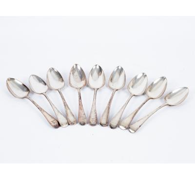 Appraisal: Nine old English pattern silver tablespoons Richard Crossley London bearing