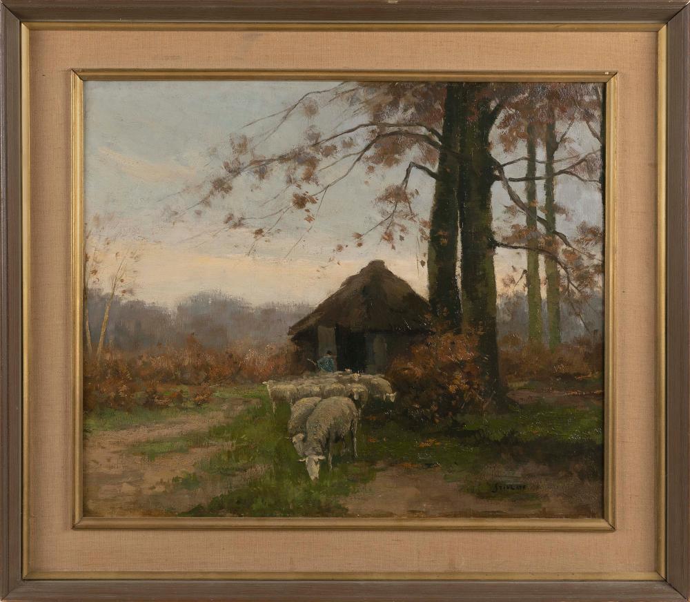 Appraisal: CONTINENTAL SCHOOL EARLY TH CENTURY A SHEPHERD AND HIS FLOCK