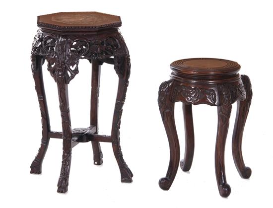 Appraisal: Chinese carved hardwood pedestals Qing or Republic period one with