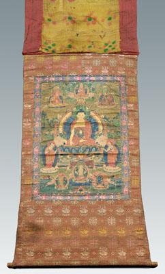 Appraisal: Tibetan thanka of Buddha Sakyamuni pigment on cloth the deity