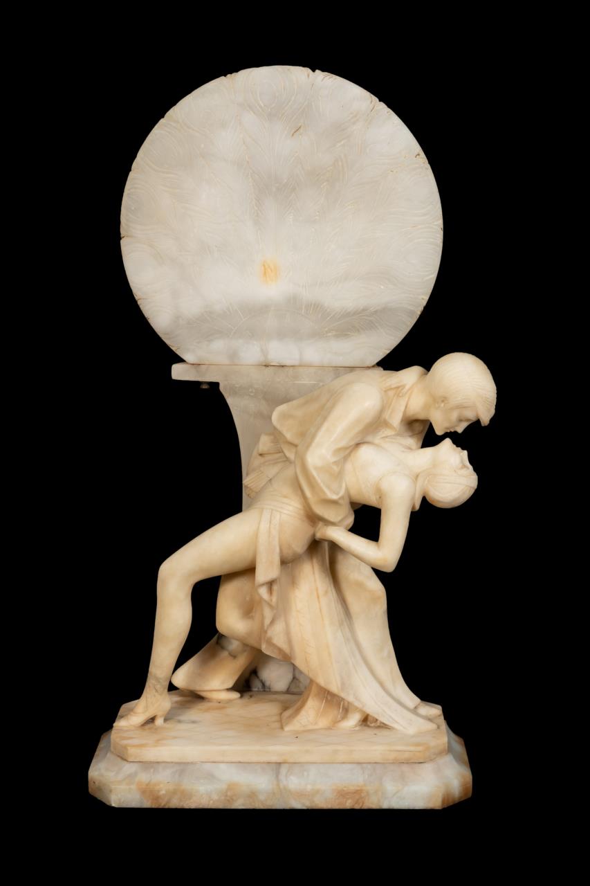 Appraisal: ITALIAN ALABASTER TABLE LAMP DANCING COUPLE Italian School Dancing Couple