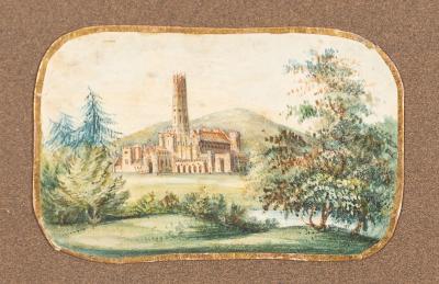 Appraisal: th Century English School Fonthill Abbey with trees and Fontwell