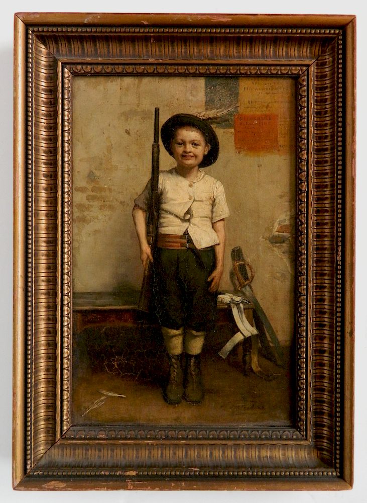 Appraisal: th c European School oil th c European School- Boy