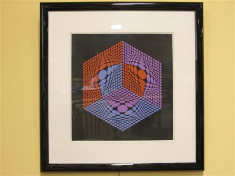 Appraisal: VICTOR VASARELY HEXA-TRI-C Serigraph x in sight Framed signed and