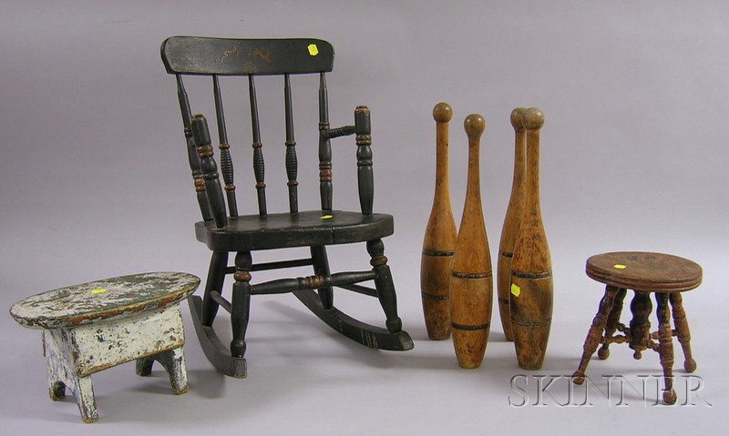 Appraisal: Seven Assorted Small Painted Wooden Furniture and Decorative Items a