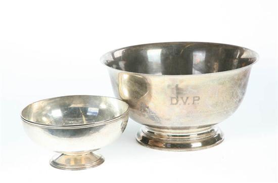 Appraisal: TWO STERLING SILVER FOOTED BOWLS Includes a large Paul Revere