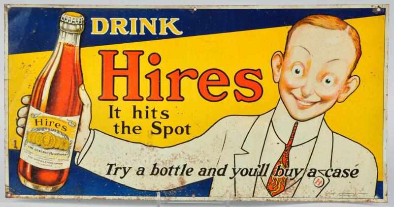 Appraisal: Tin Hires Root Beer Sign Description Dated Some rust and