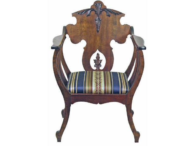 Appraisal: Fine quality mahogany armchair with padded seat applied carvings and