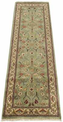 Appraisal: An Indian Sage Green Kashan Runner Apprx '- x '-