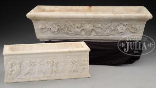 Appraisal: TWO CLASSICAL REVIVAL WHITE MARBLE JARDINIERES Second half th century