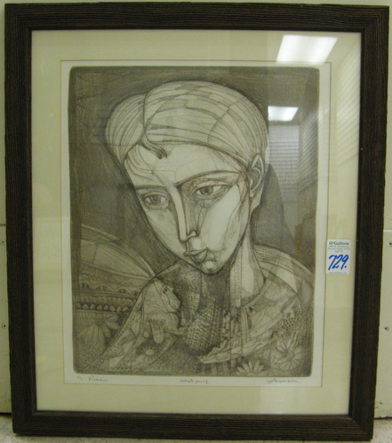 Appraisal: IRVING AMEN Florida born An original etching titled Risa an