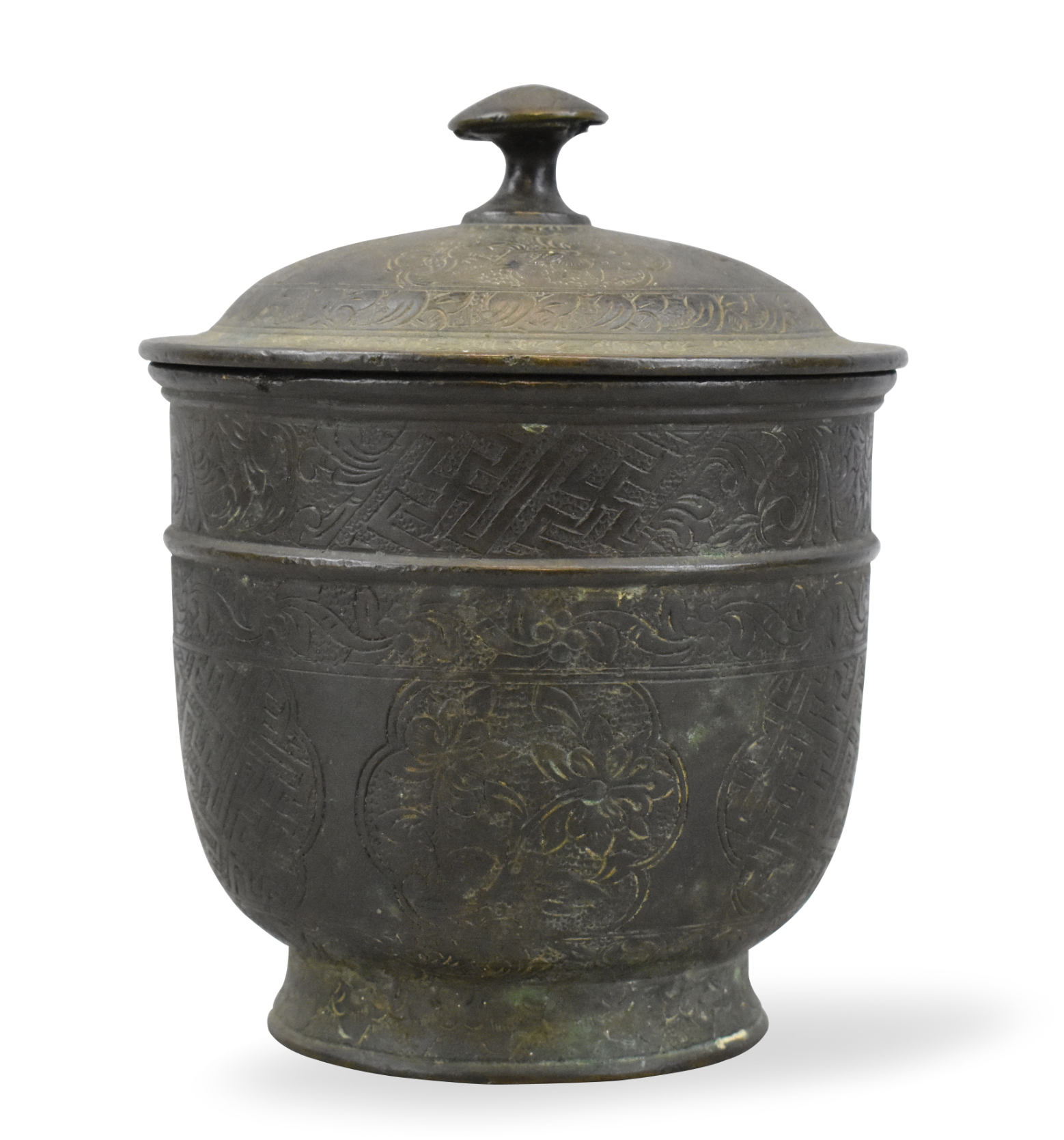 Appraisal: A Chinese bronze incised covered jar dating from the Ming