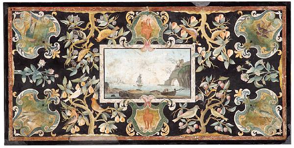 Appraisal: A fine Italian Baroque polychrome scagliola table top on later