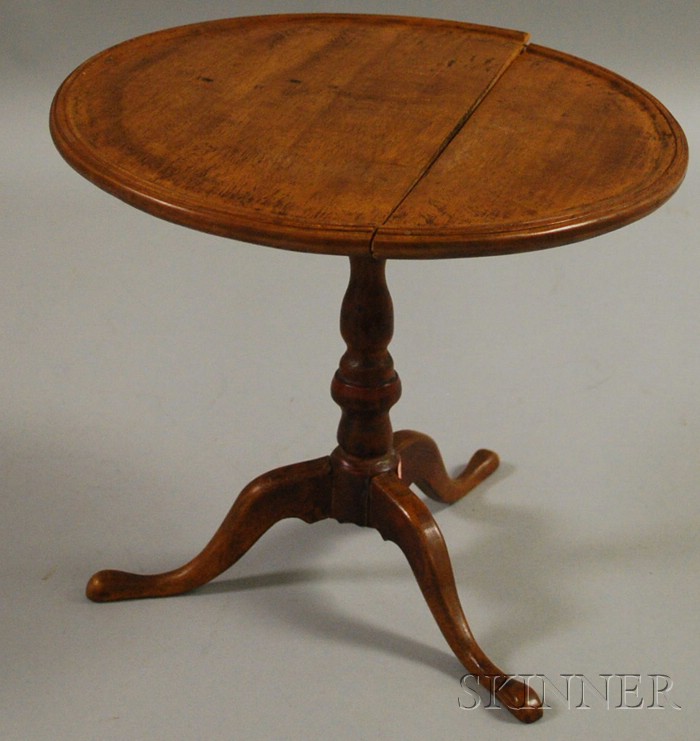 Appraisal: Miniature Chippendale-style Walnut Tilt-top Birdcage Tea Table America late th