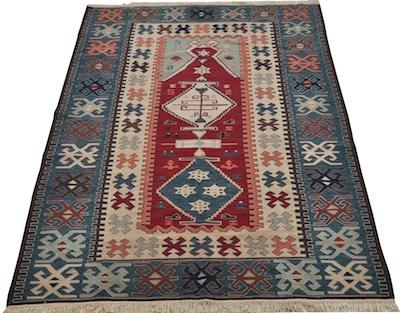 Appraisal: A Chinese Kelim Pattern Wool Rug Approx '- x '-