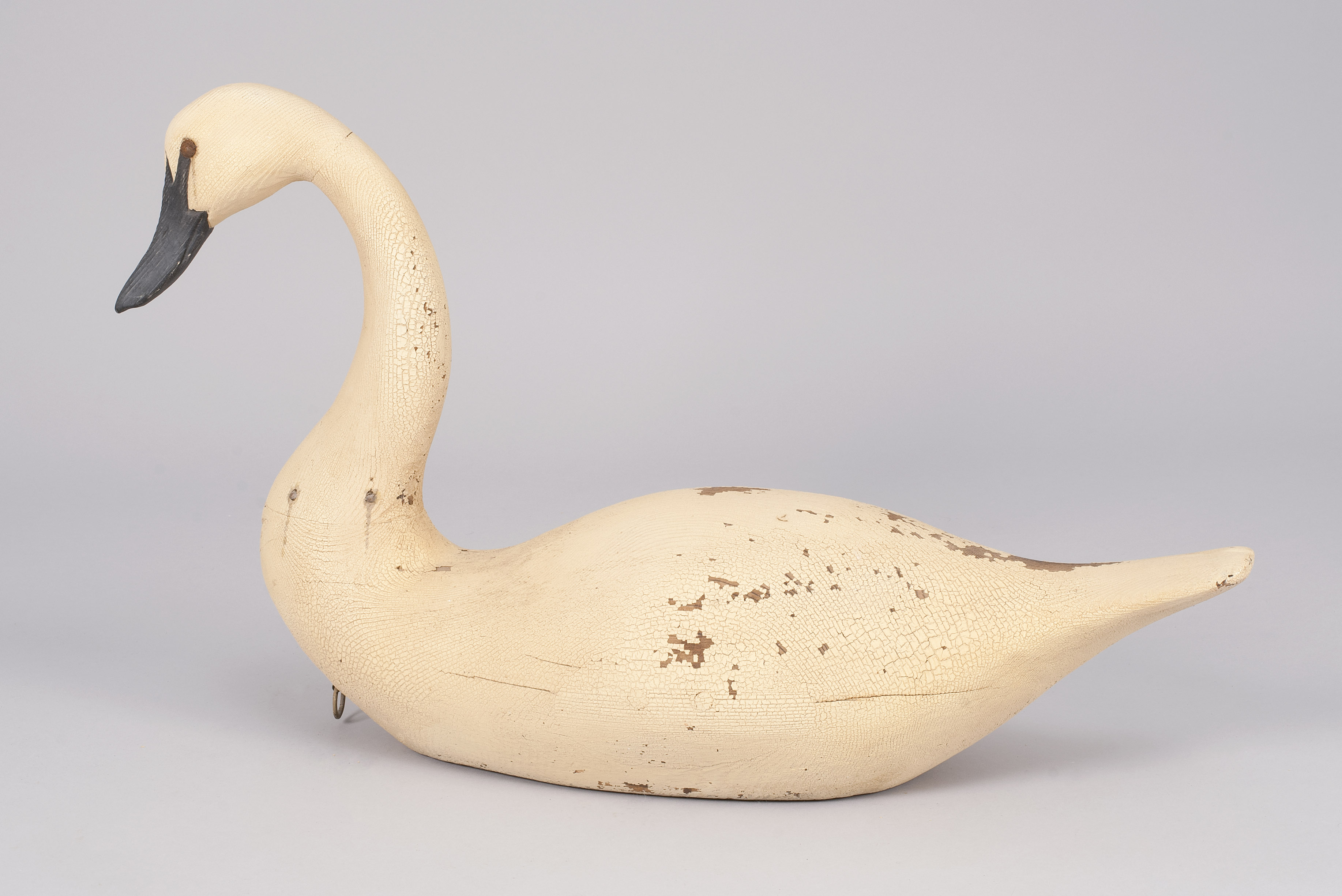 Appraisal: LARGE CONTEMPORARY DECORATIVE CARVING OF A GOOSE in yellow paint