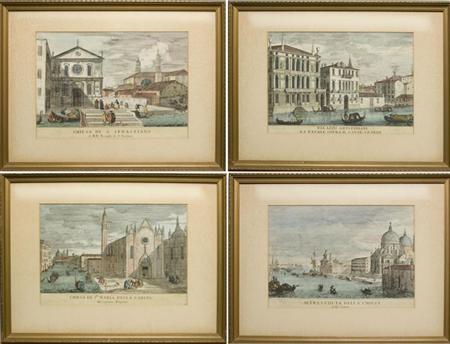 Appraisal: Artist Unknown VIEWS OF VENICE Four hand-colored engravings Estimate nbsp