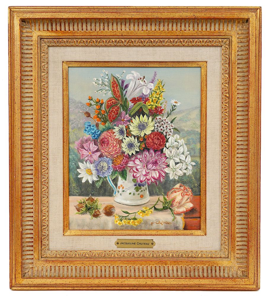 Appraisal: Jacqueline Chuteau 'Floral Still Life' Painting Jacqueline Chuteau French b