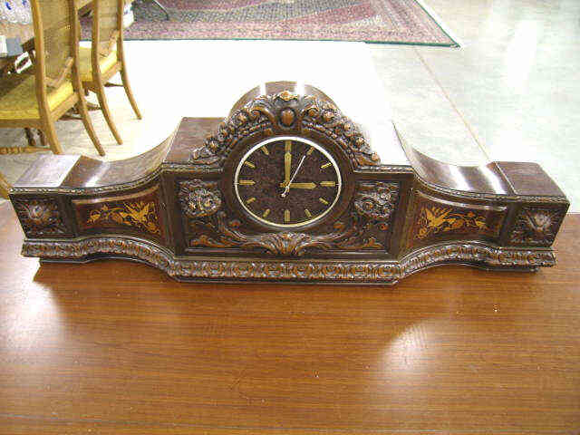 Appraisal: Fine Oversized Carved Inlaid Mantle Clock needs movement