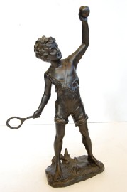 Appraisal: EARLY TH CENTURY SPELTER TENNIS PLAYER STATUE