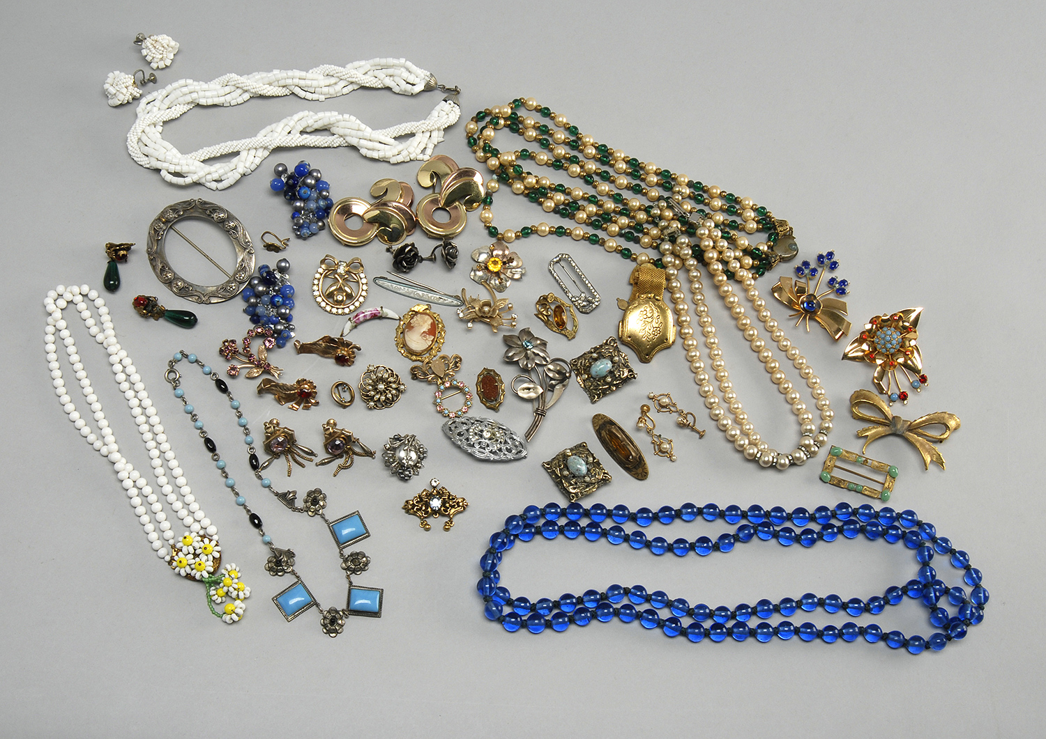 Appraisal: APPROXIMATELY FORTY PIECES OF ASSORTED COSTUME AND SILVER JEWELRY Sterling