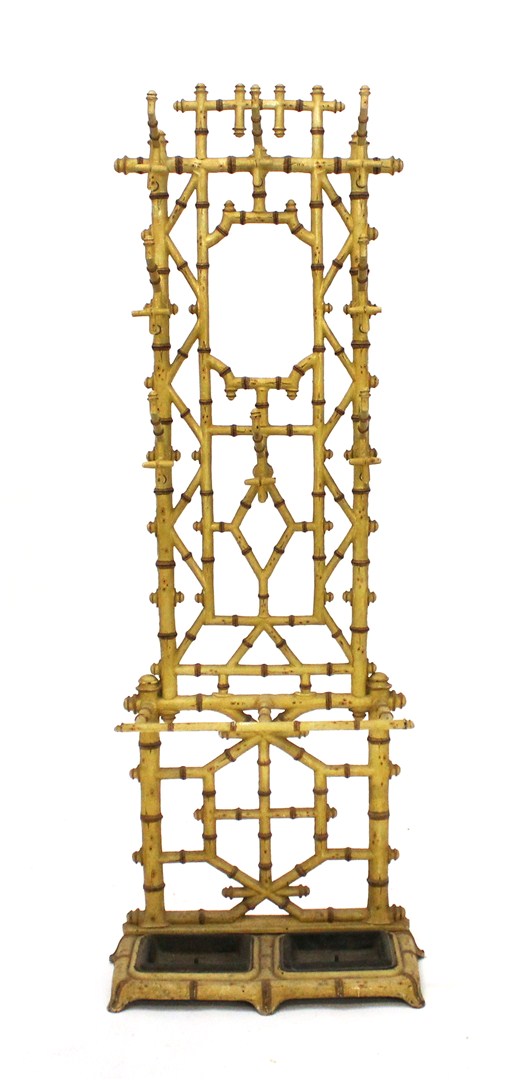 Appraisal: An English cast iron faux bamboo hall stand with eight