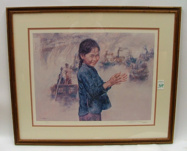 Appraisal: WAI MING COLOR OFF-SET LITHOGRAPH Chinese th century Young girl