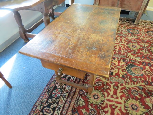 Appraisal: Early Tavern Table break board ends with drawer -