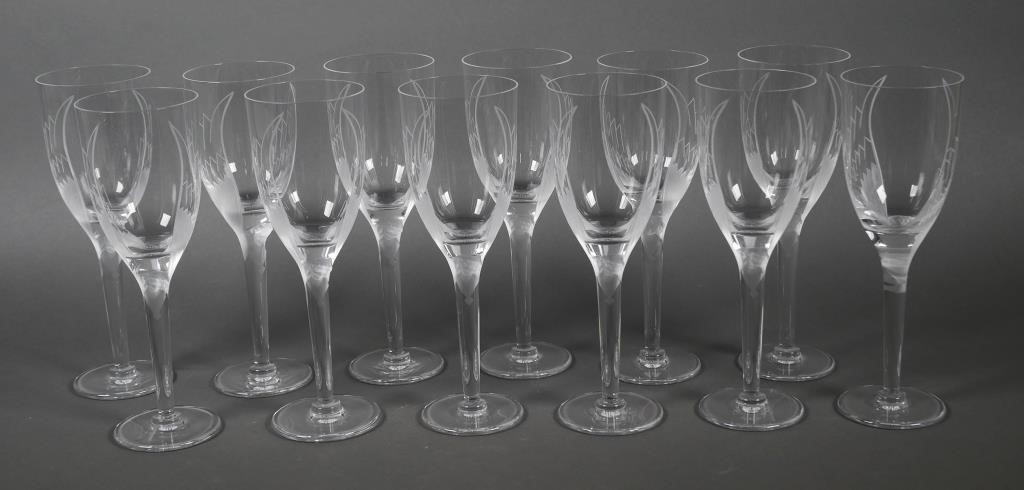 Appraisal: Set of Angel clear and frosted crystal art glass champagne