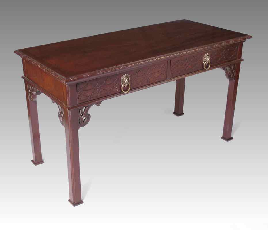 Appraisal: BAKER FURNITURE CONSOLE TABLE Mahogany Chinese Chippendale style two drawer