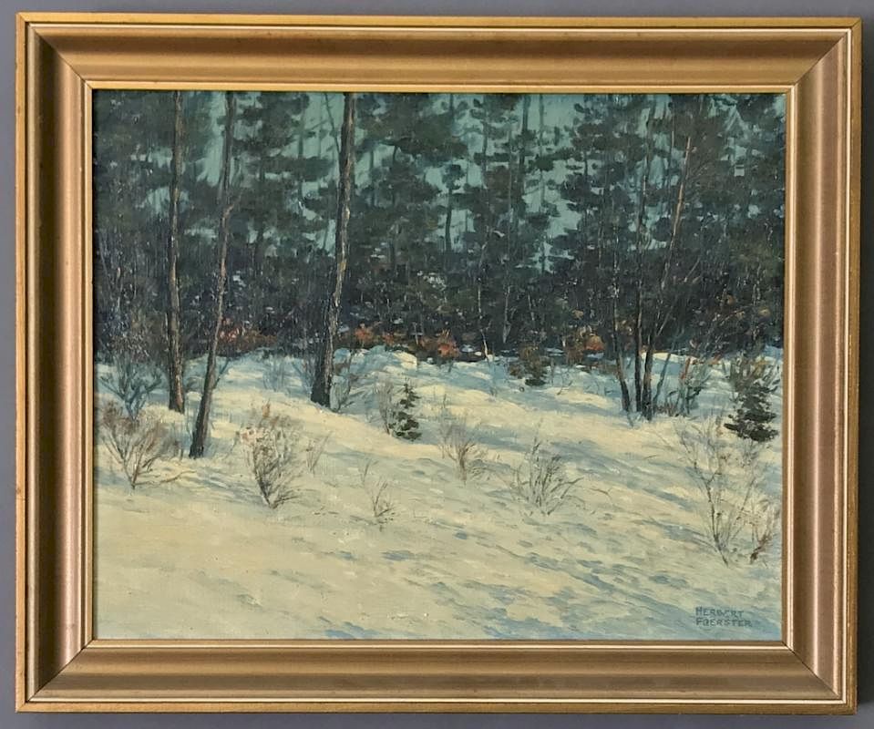 Appraisal: Herbert Foerster Oil on Canvas Winter Landscape Herbert Foerster New