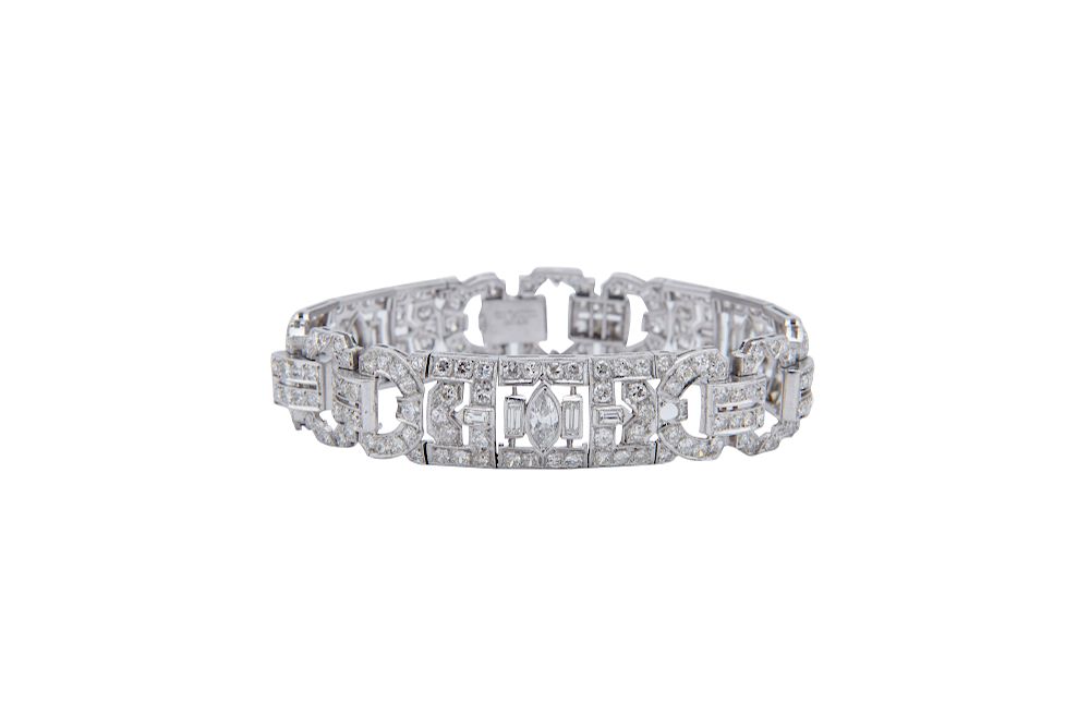 Appraisal: Platinum and Diamond Bracelet Platinum and Diamond Bracelet set with