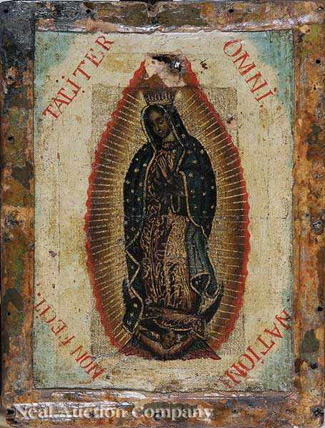 Appraisal: Spanish Colonial School th c three retablos Mater Dolorosa oil