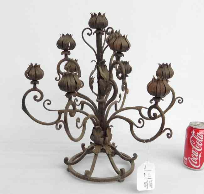 Appraisal: Wrought metal candleabra