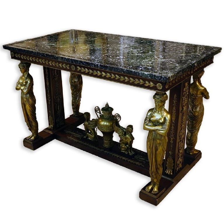 Appraisal: A French Empire Marble Top Table French Empire Style Gilt