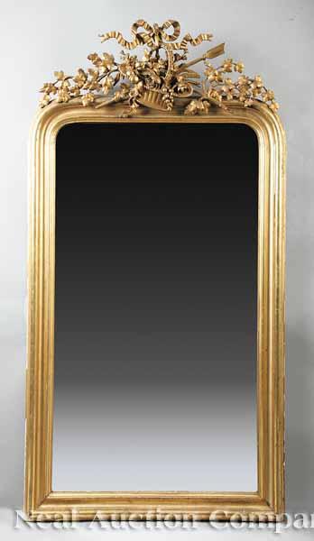 Appraisal: An Antique Louis XVI-Style Carved and Giltwood Mirror th c