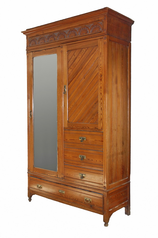 Appraisal: ARTS AND CRAFTS WARDROBE - American Yellow Pine 'Cottage' Cabinet