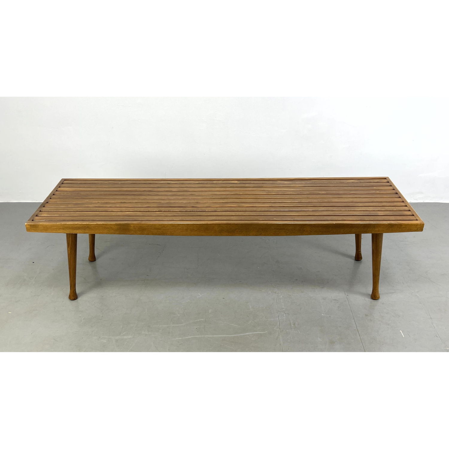 Appraisal: Mid Century Modern Slat Bench Dimensions H inches W inches