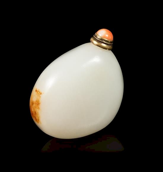 Appraisal: A White and Russet Jade 'Pebble' Snuff Bottle Length inches