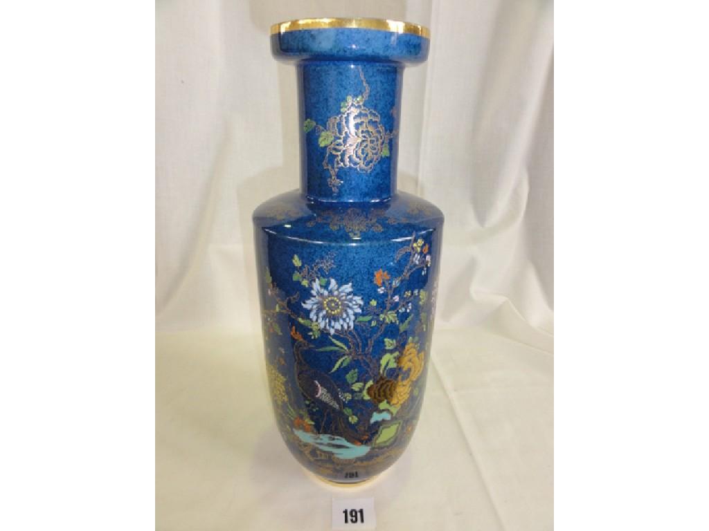 Appraisal: A tall Carltonware blue ground vase with printed gilded and