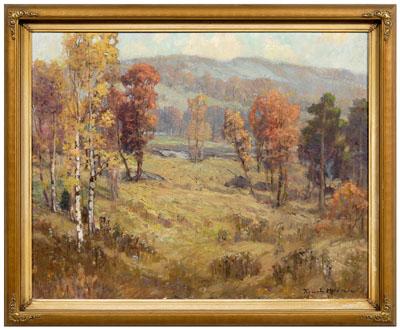 Appraisal: Knute Heldner painting Swedish New Orleans - mountain meadow landscape