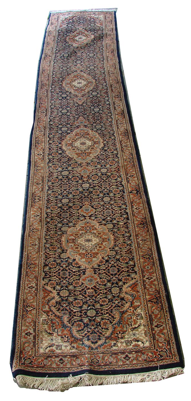 Appraisal: ORIENTAL RUG KESHAN DESIGN RUNNER ' x ' Four pendant