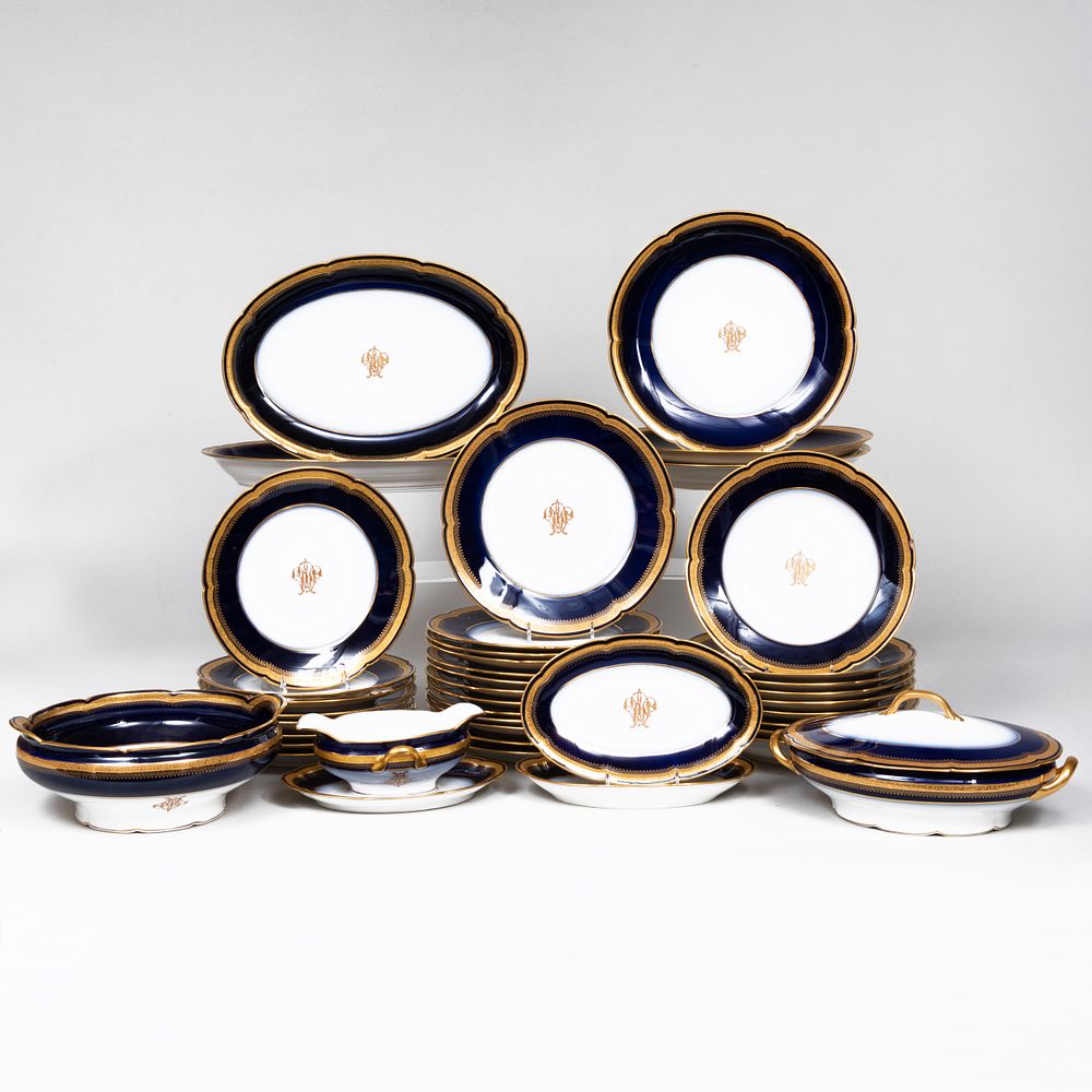 Appraisal: Extensive Georges Rouard Limoges Porcelain Dinner Service Blue painted mark