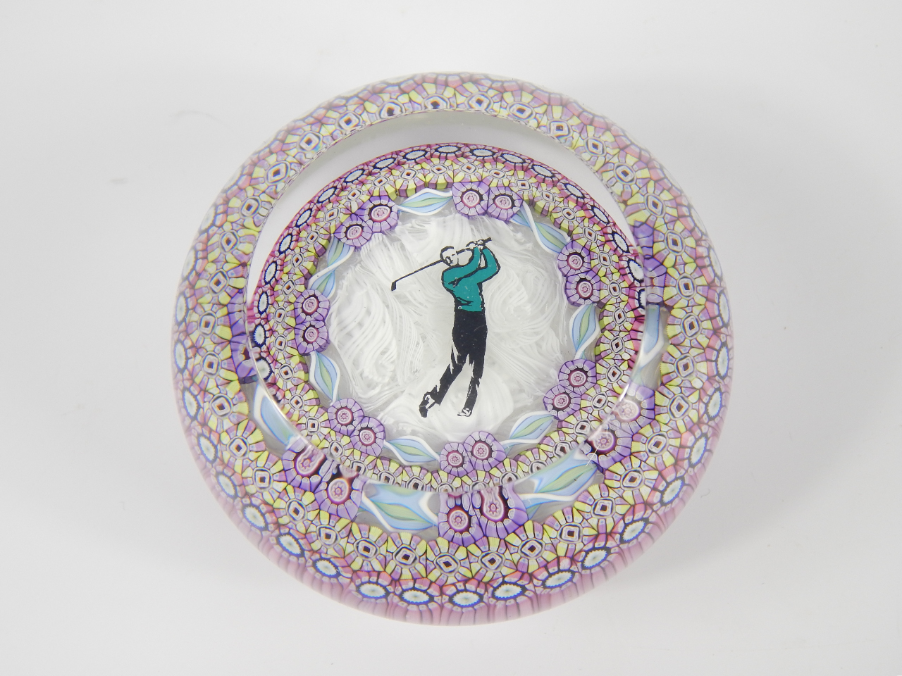 Appraisal: A Perthshire paperweight designed with a golfer to the centre